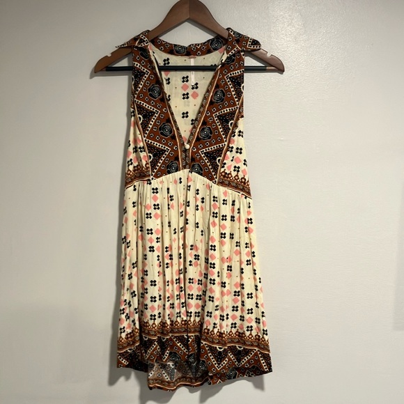 Free People Boho Size Small Charlotte Racerback Tunic Dress Western Lagenlook - Picture 2 of 9
